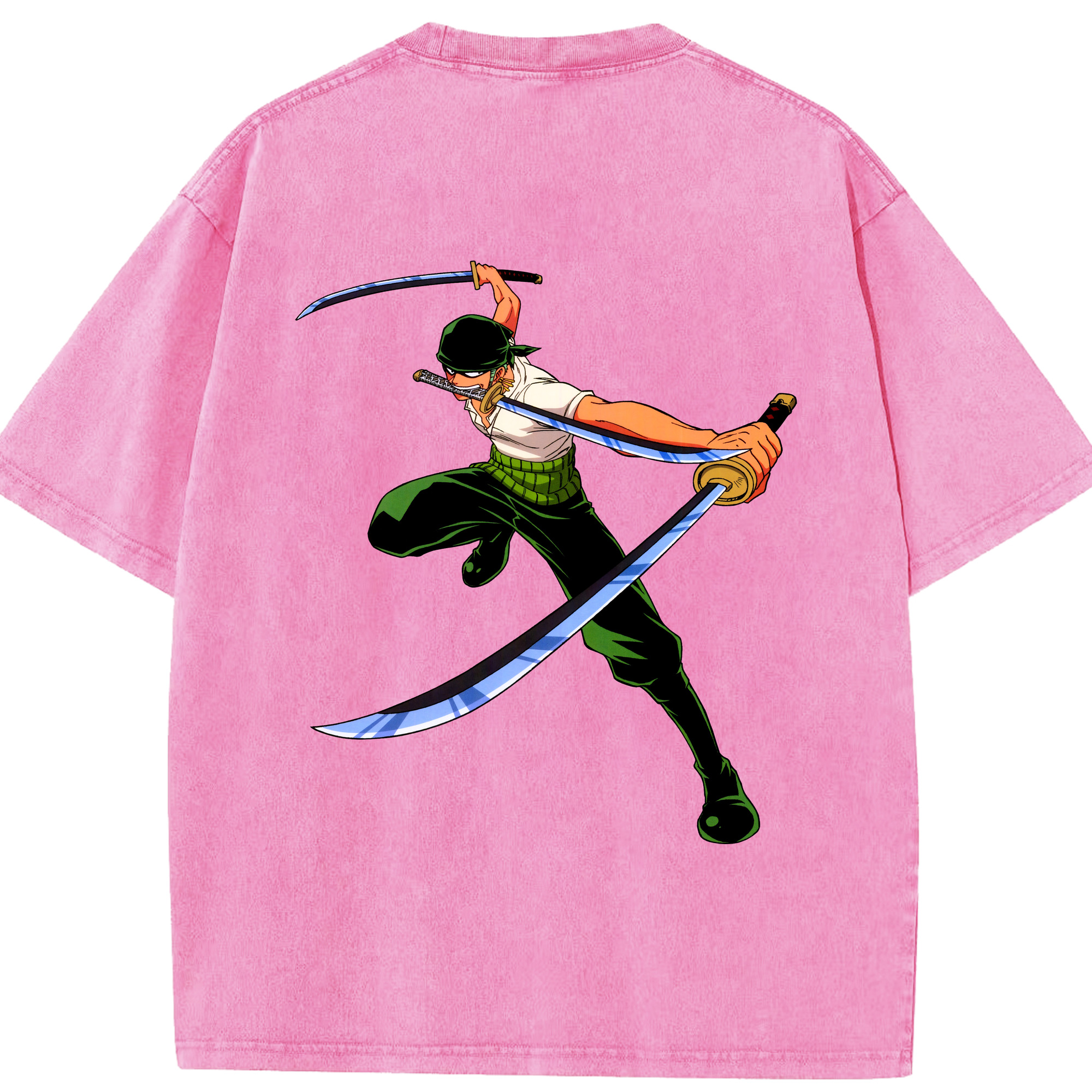 ワンピース ロロノア・ゾロ ONE PIECE Roronoa Zoro 綿100% ヴィンテージ風 半袖Tシャツ（背面プリント）